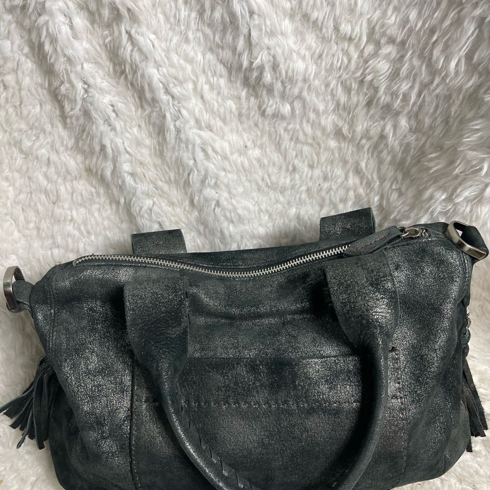 Carla Mancini black metallic silver Medium Satchel bag silver tone hardwares - Picture 7 of 15